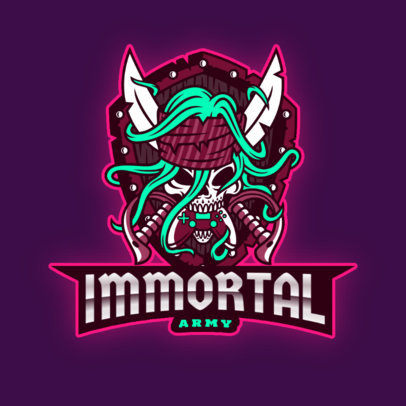 Logo Template for a Gaming Squad with a Skull Holding a Control