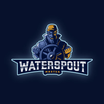 Gaming Logo Template with an Illustrated Pirate at the Helm 2811w