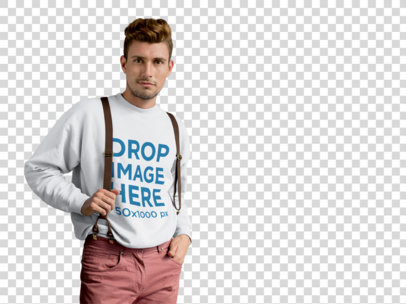 Crewneck Mockup of a Hipster Guy With Transparent Background a9997