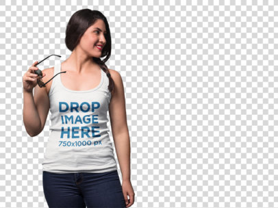 Transparent Mockup of a Pretty Woman in a Photo Shoot