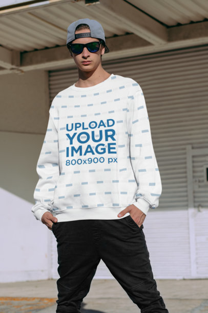 Mockup of a Cool Man Wearing a Sublimated Sweatshirt