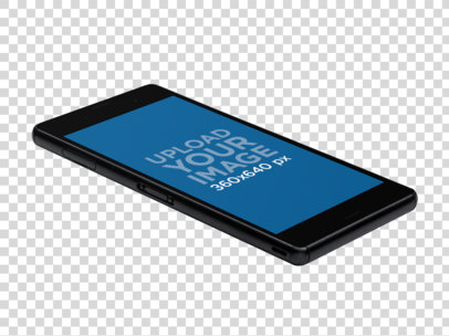 Mockup of a Black Sony Xperia Z3 Lying Flat