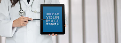 Tablet Mockup of a Female Doctor Using an iPad