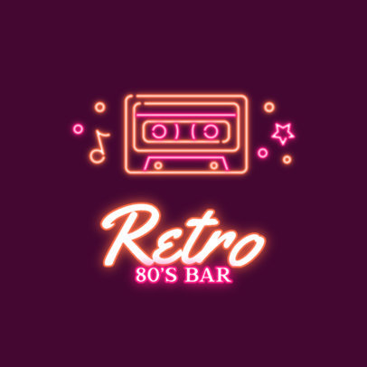 Retro Neon Logo Maker for an 80s-Themed Bar 