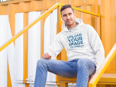 Hoodie Mockup of a Hispanic Man in an Alternative Context