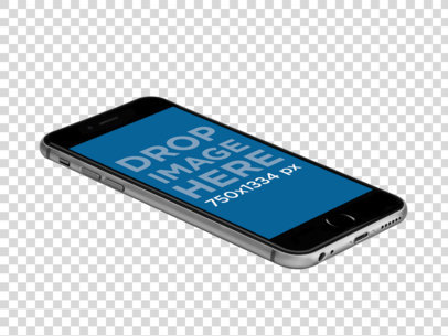 Transparent Mockup Template of a Black iPhone 6s 