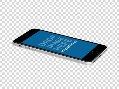Mockup of a Black iPhone Plus Over a Transparent Background