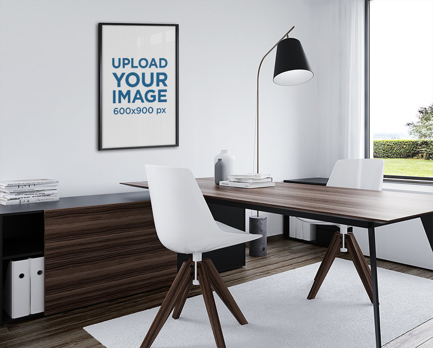 Art Print Mockup Placed in a Small Office