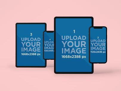 Responsive Mockup of a Pair of iPhone 11 Pro and a Pair of iPad Pro Devices