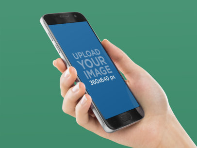 Angled Samsung Galaxy S7 Mockup in Portrait Position a11633