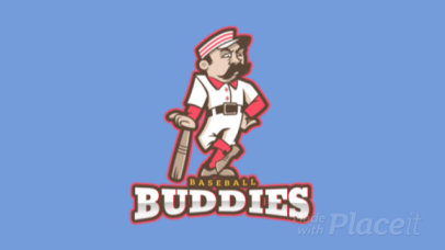Animated Sports Logo Maker Featuring a Cartoonish Baseball Player