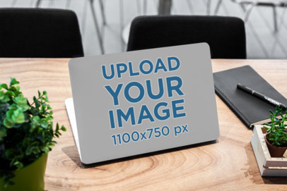 Laptop Cover Mockup Featuring a Wooden Desk 2294-el1