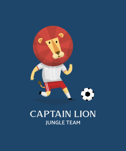 T-Shirt Design Template with Animals Playing Soccer