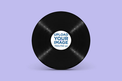 Minimal Mockup Featuring a Vinyl Record Standing Against a Solid Color Backdrop 2346-el1