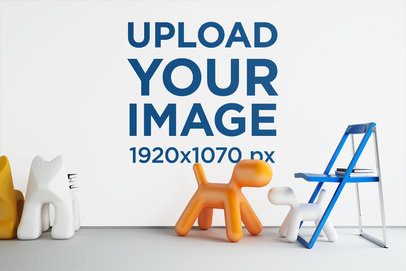 Mockup of an Art Print on a Playroom Wall 1960-el1