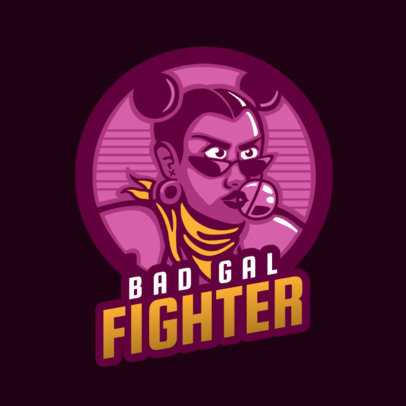 Gaming Logo Template Featuring a Female Fighter