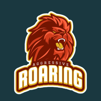 Gaming Logo Template Featuring a Roaring Lion Clipart