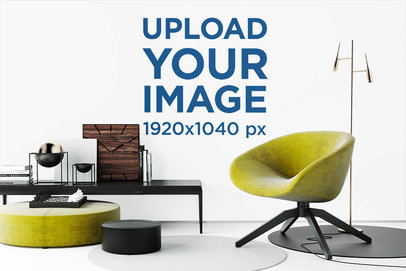 Mockup of an Art Print on the Wall with a Modern Furniture 