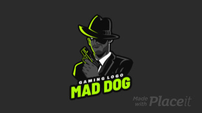 Animated Gaming Logo Maker Featuring a Mafia Gangster Holding a Gun 1847j 2290
