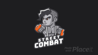 Animated Gaming Logo Template Featuring a Street Combat Character 1872a