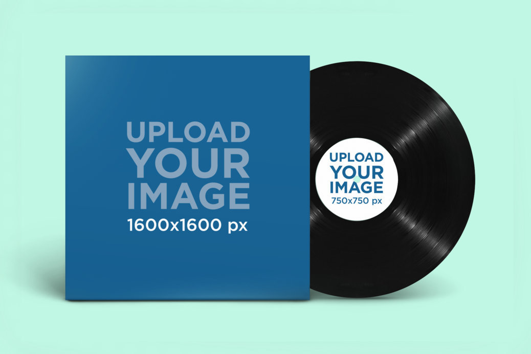 Mockup of a Vinyl Record Against a Customizable Background 