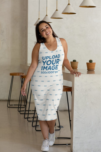 Plus Size Mockup Featuring a Woman in a Racerback Dress 