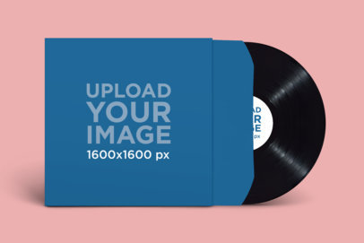 Mockup of an Album Cover and a Vinyl Record