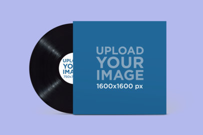 Vinyl Record Mockup Featuring a Customizable Background