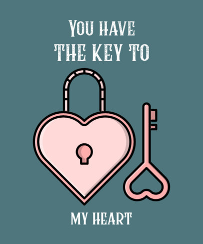 Valentine's Day T-Shirt Template with a Heart Lock and Key 514b-el1