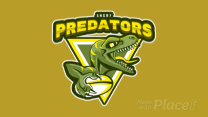 Animated Rugby Logo Maker with a Velociraptor Illustration