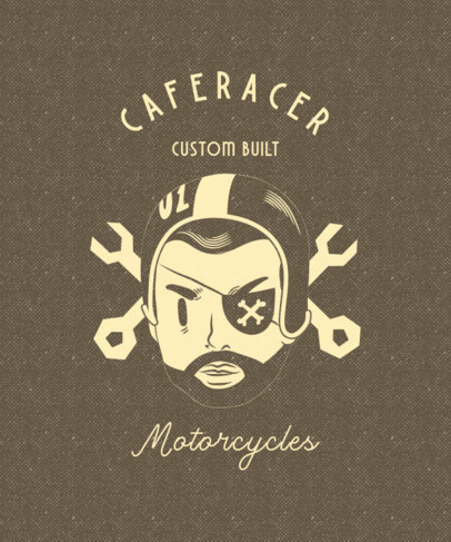 Illustrated Biker Club T-Shirt Design Template for Café Racers