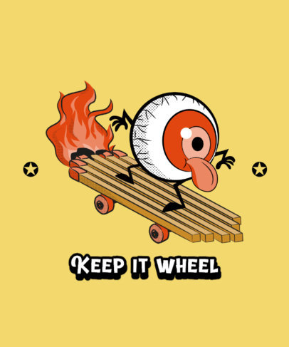 T-Shirt Design Template Featuring a Bizarre Character