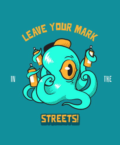 Skating T-Shirt Design Maker Featuring a Cartoon Octopus Character