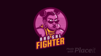 Animated Gaming Logo Template Featuring a Female Fighter