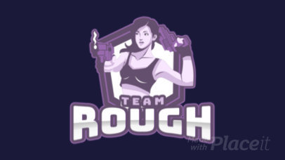 Animated Gaming Logo Maker Featuring an Illustrated Female Shooter 