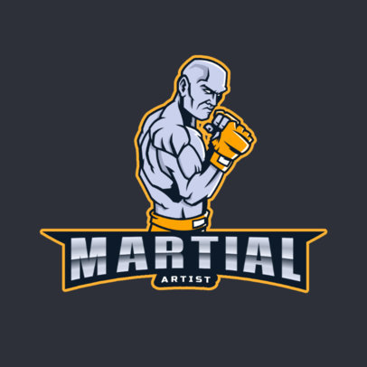 Sports Logo Template Featuring a Martian Arts Fighter with Gloves