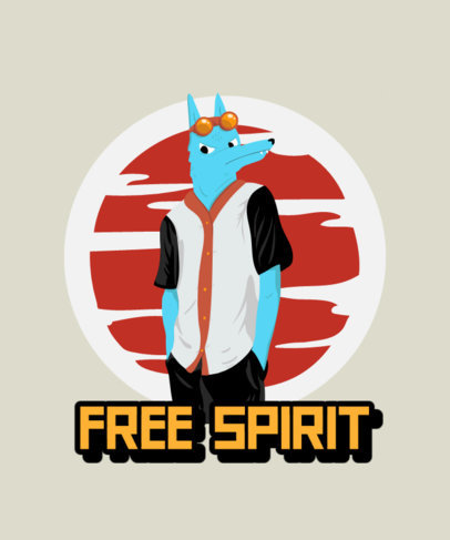 Urban T-Shirt Design Template Featuring a Cool Wolf Character