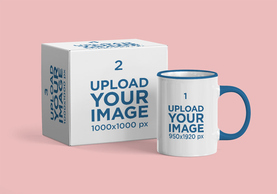 Mockup of a Coffee Mug and Its Package 