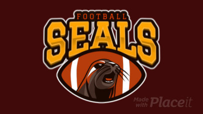 Animated Sports Logo Template for a Football Team with an Aggressive Seal Graphic 120r-2856