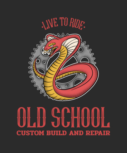 Cool T-Shirt Template for a Biker Club with a Snake Graphic