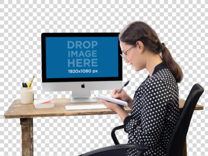 Mockup of an iMac on a Woman's Desk