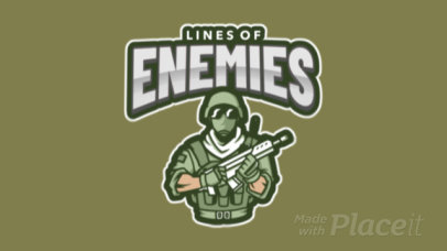 Animated Logo Maker for a Shooting Game with a Soldier Clipart 1869b