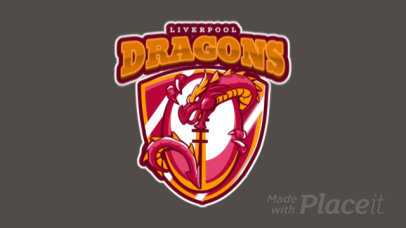 Animated Rugby Logo Maker with a Dragon Clipart 1619b