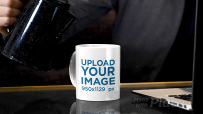 11 oz Mug Video of a Man Pouring a Hot Drink While Working