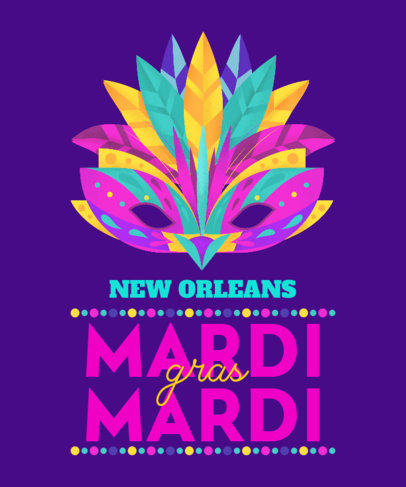 T-Shirt Design Template Featuring Mardi Gras Illustrations