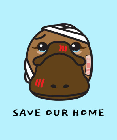 Australia T-Shirt Design Template Featuring an Injured Platypus Graphic