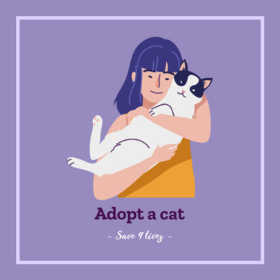 Facebook Post Template Featuring a Woman with Her Adopted Cat 2026h 2083