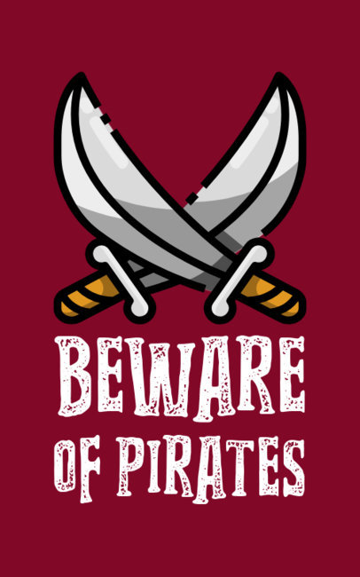 Pirate T-Shirt Design Template Featuring a Crossed Swords Clipart