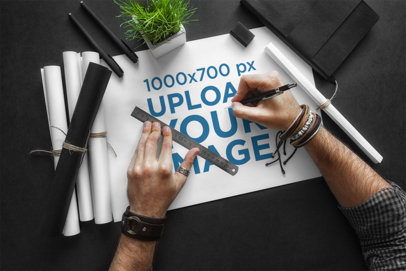 Sketch Paper Mockup Featuring a Man Working 2335-el1