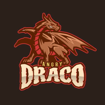 Illustrated Logo Template for Gamers Featuring a Fierce Dragon